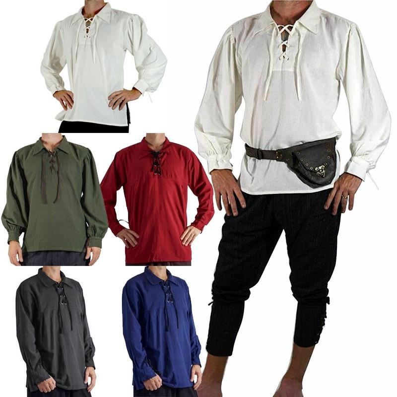 Soft And Comfortable Medieval Style Pirate Shirt For Men With Wide Cuff Sleeves