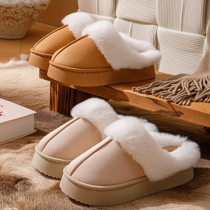 thick-soled plush cotton slippers indoor warm non-slip shoes plush deodorant plush slippers autumn and winter