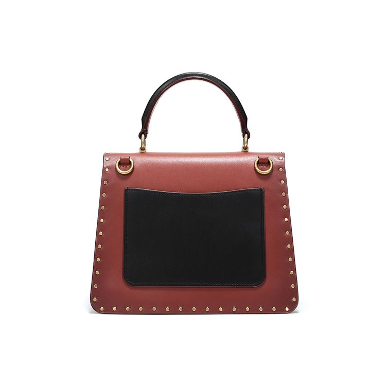 Coach Parker 23 Top Handle Camellia Studded Leather Crossbody Bag Women Handbags Brown 53349-B4NQ6