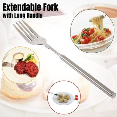 Forchetta Estensibile Creativa Acciaio Inossidabile Telescopica Lunga Forchetta da Barbecue Frutta Dessert Posate Forchette Stoviglie da Cucina