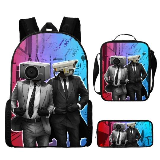 Skibidi toiletman schooltas titan monitorman rugzak schoudertas etui driekoppige set