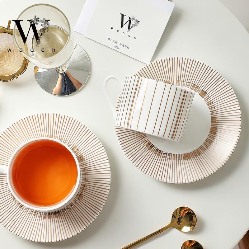WOOCH Golden Light Ceramic Cup & Saucer Gift Set