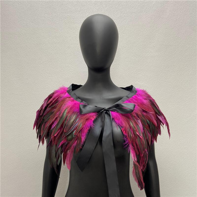 Gothic Feather Shawl Scarf - Rooster & Chicken Feather Cape Cloak Jewelry Accessories