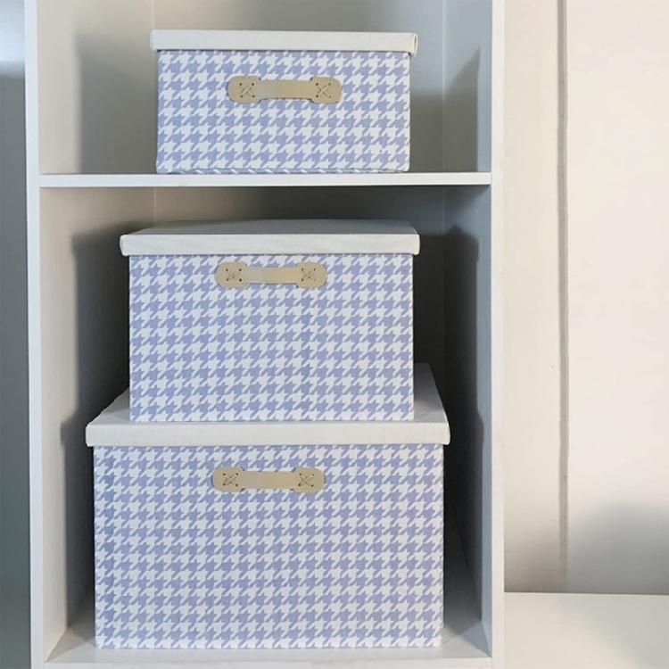 Stylish Houndstooth Pattern Foldable Storage Container Fabric Foldable Box for Space Organization In Vehicle Homes