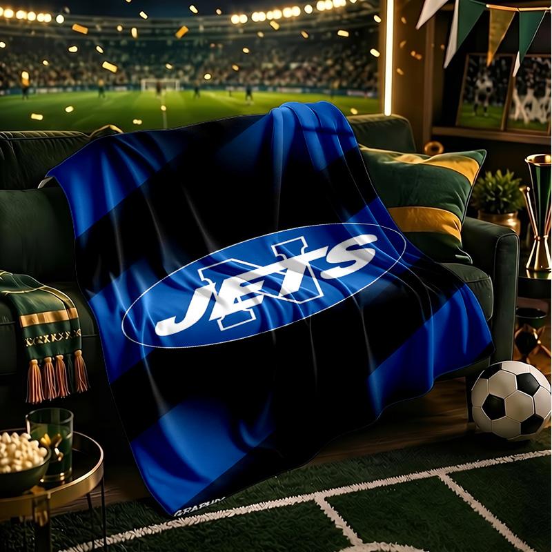 Jets Football Decke Leichte Flanel Bettdecke Perfekt für Reisen, Camping, Wohnzimmer, Büros, Sofas, Fan Weihnachtsgeschenk