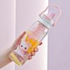 Water bottle summer plastic cup cup lifting rope portable water cup student cute straw cup cartoon cute plastic cup
