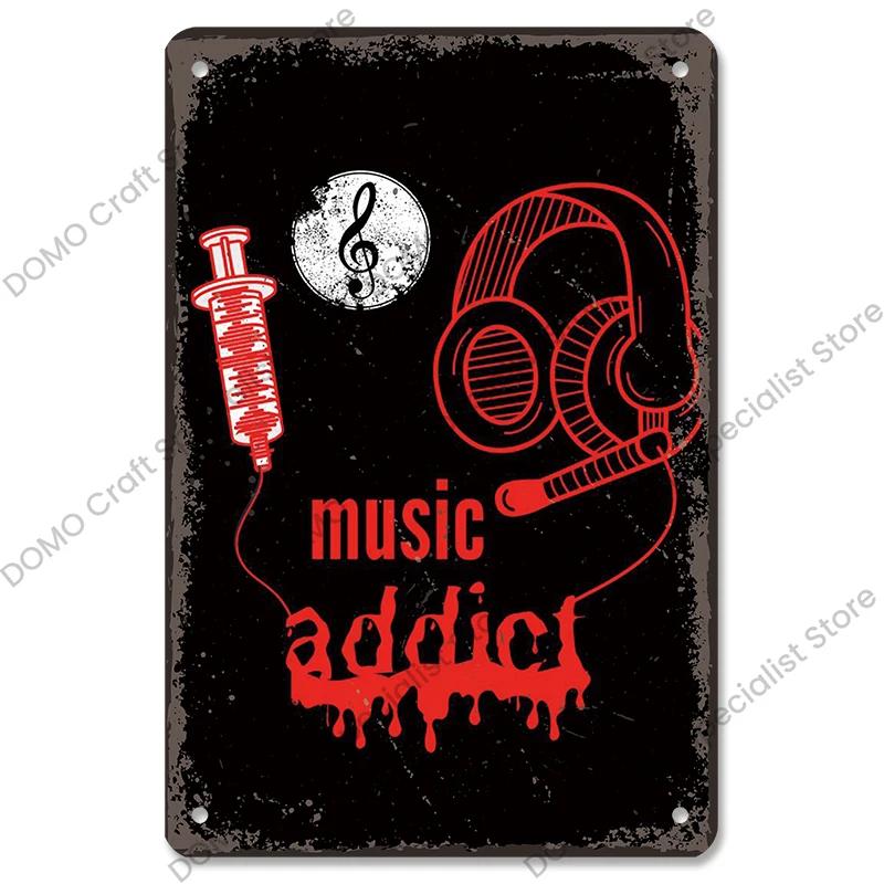 Retro Music Metal Tin Signs - Ideal for Music Party! Features CD, Radio, Guitar. Decor for Bar, Club, Living Room.