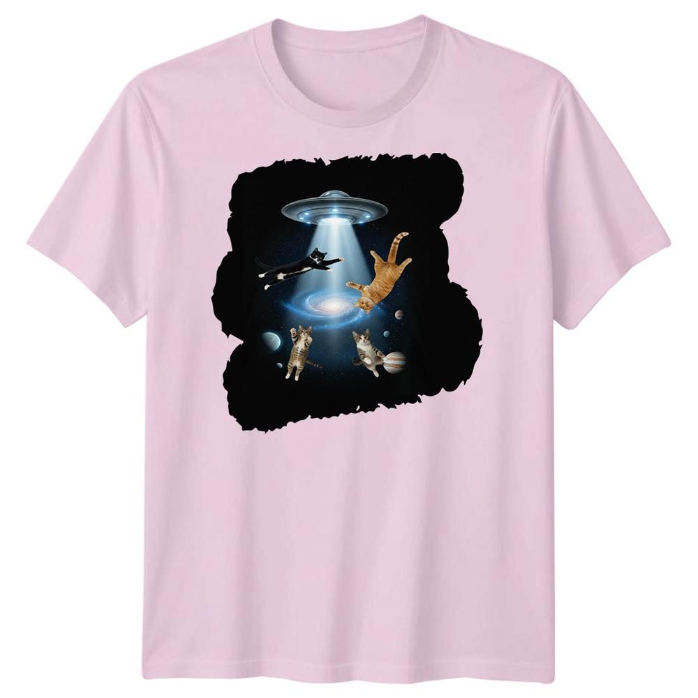 SciFi Alien Abduction Cats Ufo Unisexs TShirt Space Galaxy Graphic
