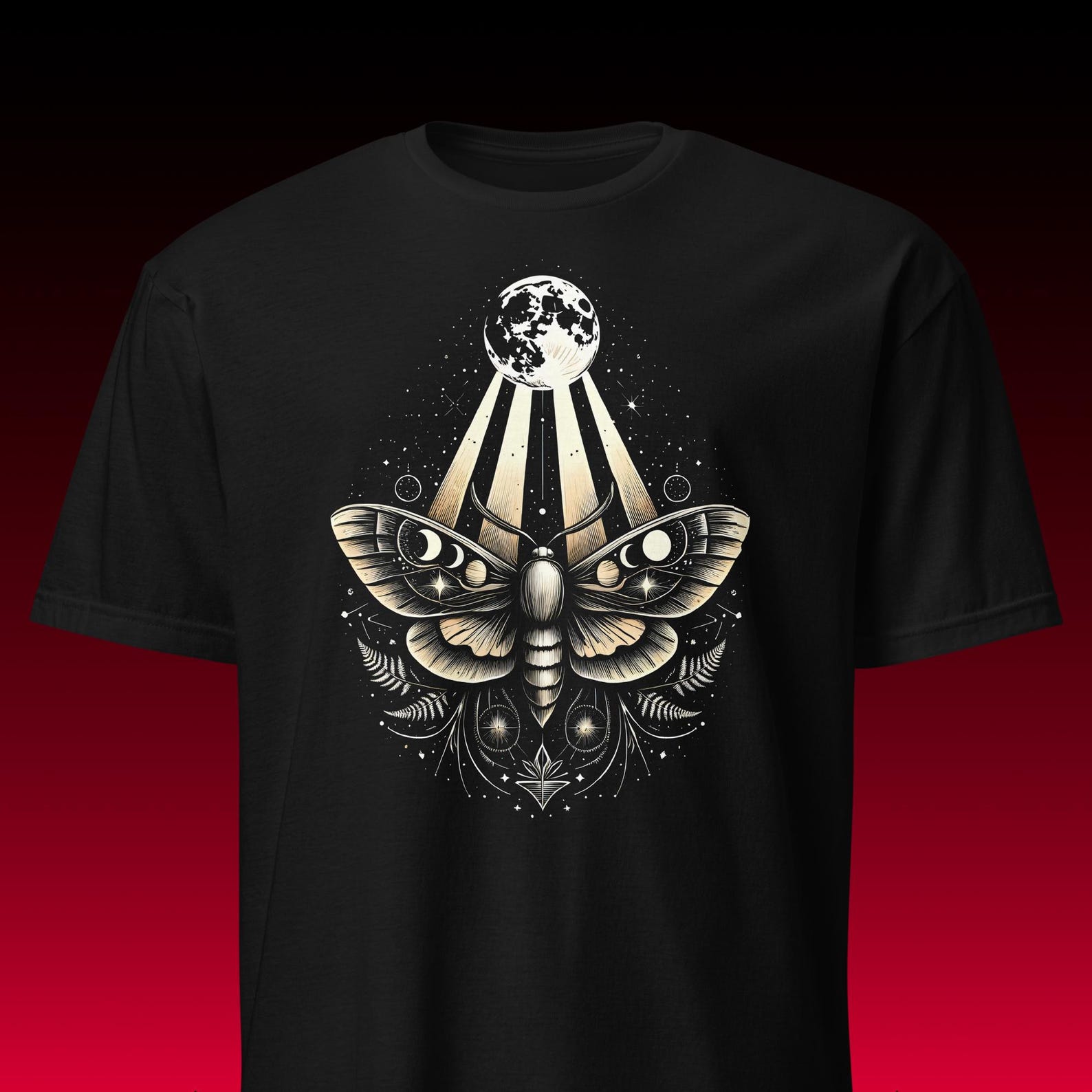 Celestial Moth Tee | Witchy Aesthetic | Moon Phase Vibe S