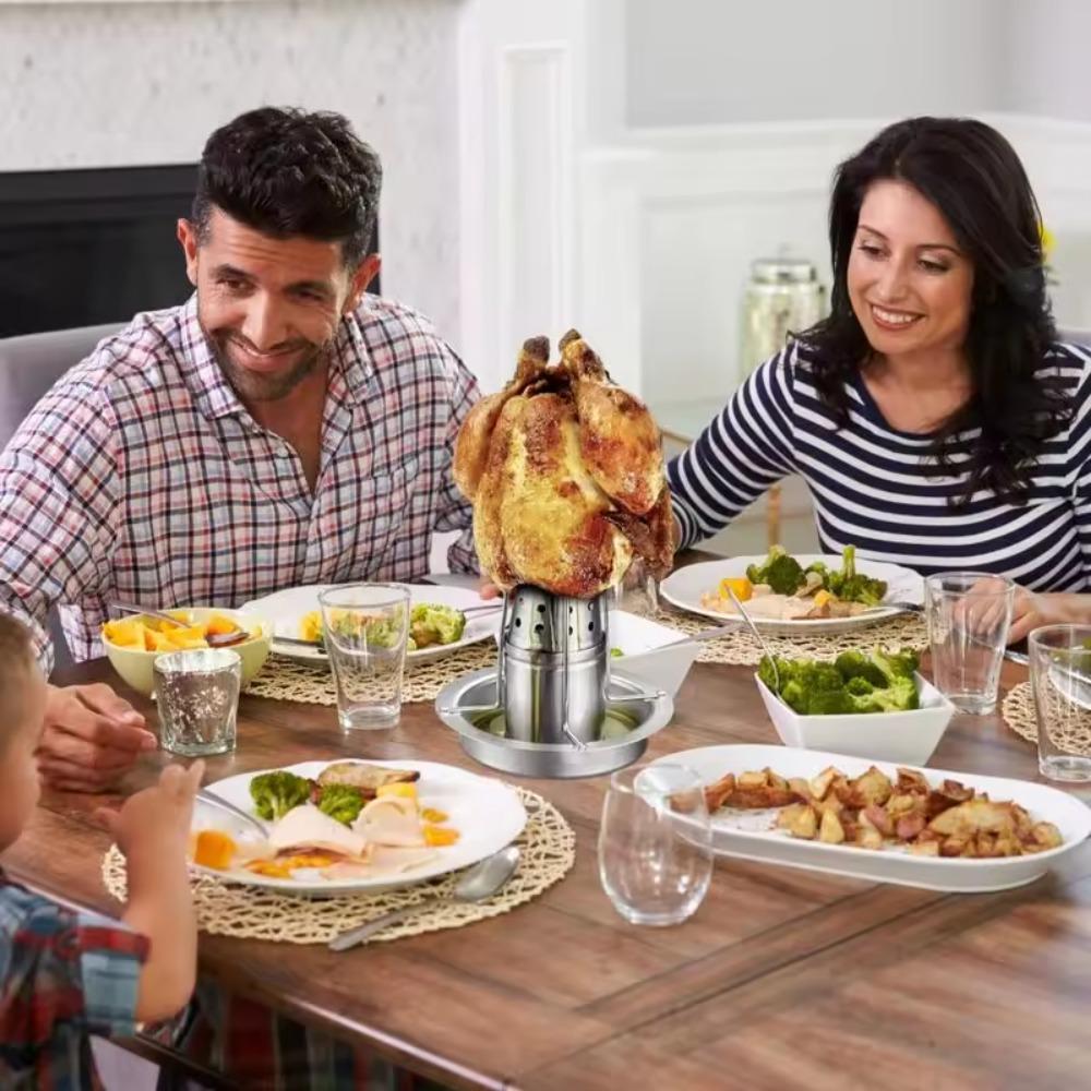 Vertical Chicken Roaster Stand Detachable Turkey Roasting Rack Beer Can Chicken Roasting Rack  BBQ