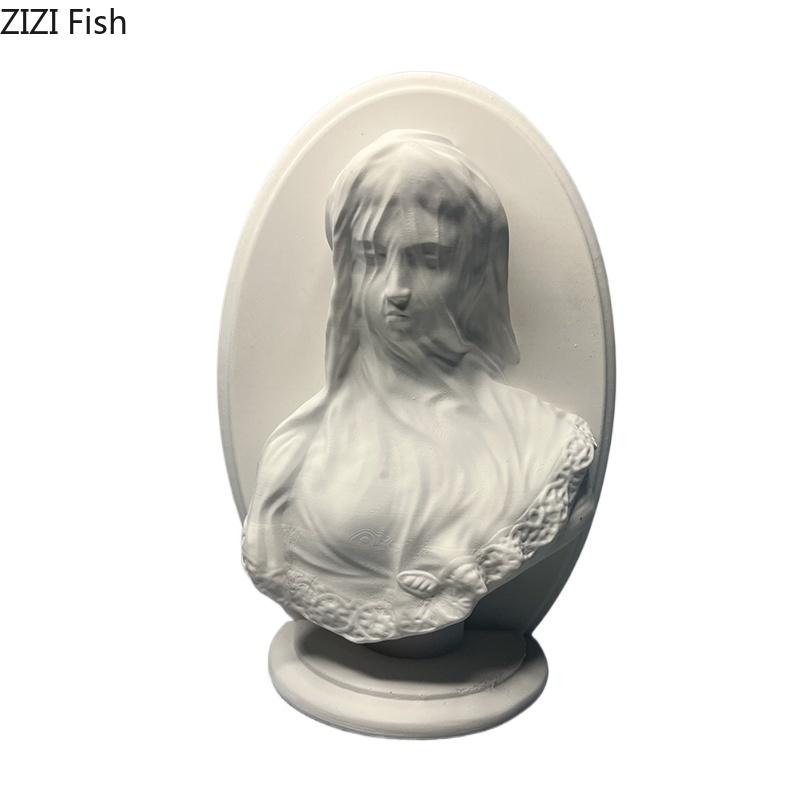Het Gesluierde Meisje Gipsen Beeldje Ambachten Bureau Decoratie Ornamenten Creatief Kunstwerk Karakters Beeldhouwwerk Kamer Esthetische Decoratie