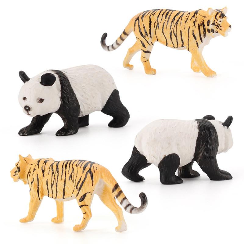 Realistic Static Zoo Animal Figurines Made Of Durable Pvc Lion Bear Panda Tiger Giraffe Mini Models