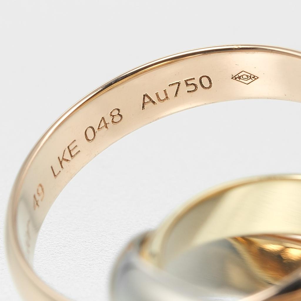 Cartier Trinity Ring 0.1" Band K18 Gold (YGxPGxWG) #4.9(US Size) 7.45g Women Used