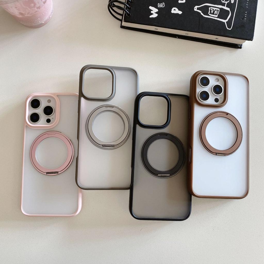 Suitable for Apple 16 Rotating Stand Phone Case, Magnetic Attraction IPhone15ProMax Matte Skin Feel Anti-drop Protective Case