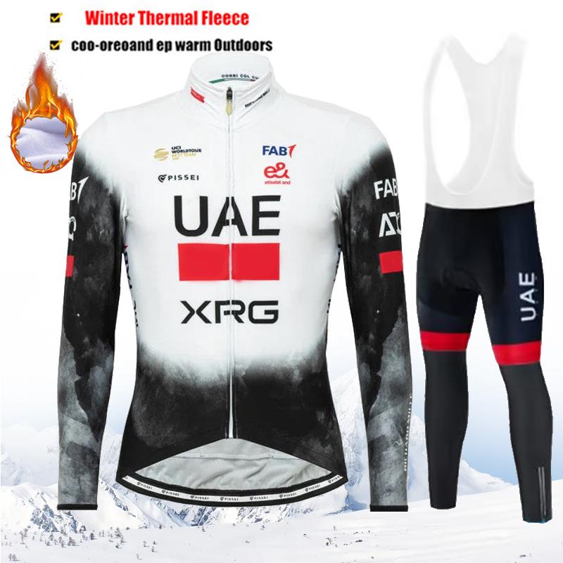 Set Maglia da Ciclismo a Manica Lunga in Pile Termico Invernale per Squadra Abbigliamento Ciclismo Abbigliamento Bicicletta Tuta Pantaloncini con Bretelle da Uomo per Bici MTB 2025