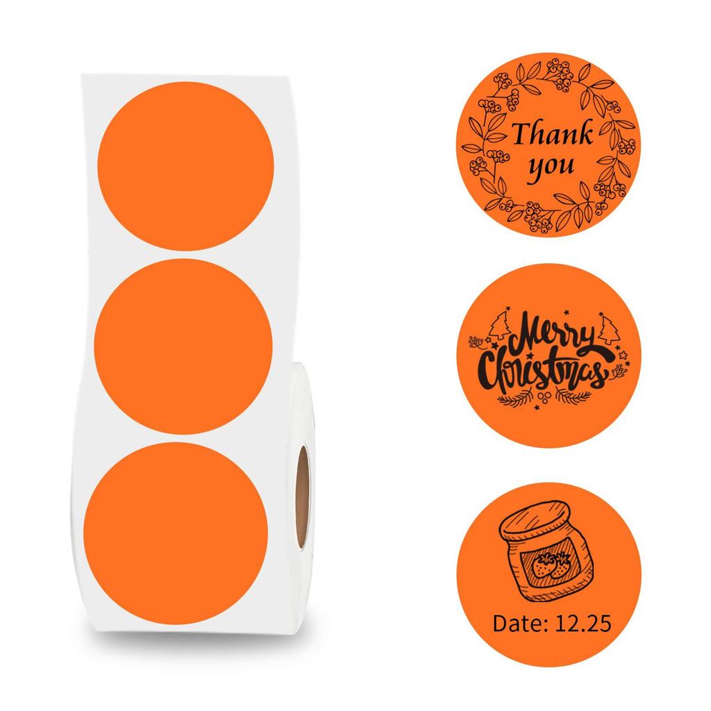 2 Inch Circle Thermal Sticker Labels Self-Adhesive Round Direct Thermal Multi-Purpose Roll Thermal Stickers-600 Labels/1 Roll