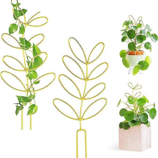 Metal Plant Trellis Leaf Shape Plant Support Frame Planter Insert Wire Trellis for Vine Climbing Plants Indoor Outdoor Potted Plants
