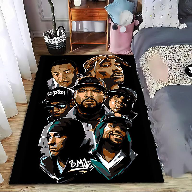 Tapis Graphique Légendes Hip-Hop adapté comme tapis antidérapant pour le salon ou le canapé de la chambre