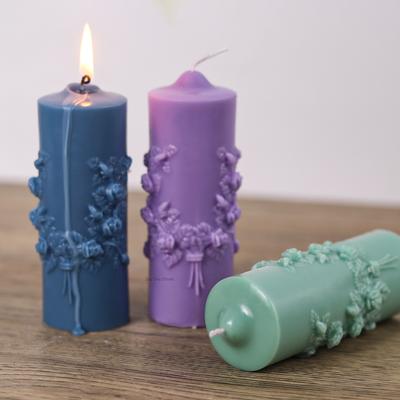 Cylindrical Candle Silicone Mold DIY Flowers Scented Candle Ornament Making Plaster Resin Craft Molds Home Decor Handmade Gifts