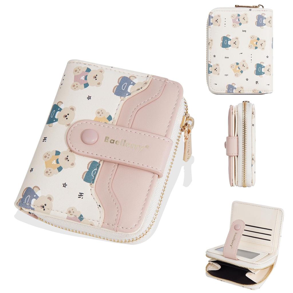 Little Bear Cartoon Zipper Wallet and Card Holder for Women & Students