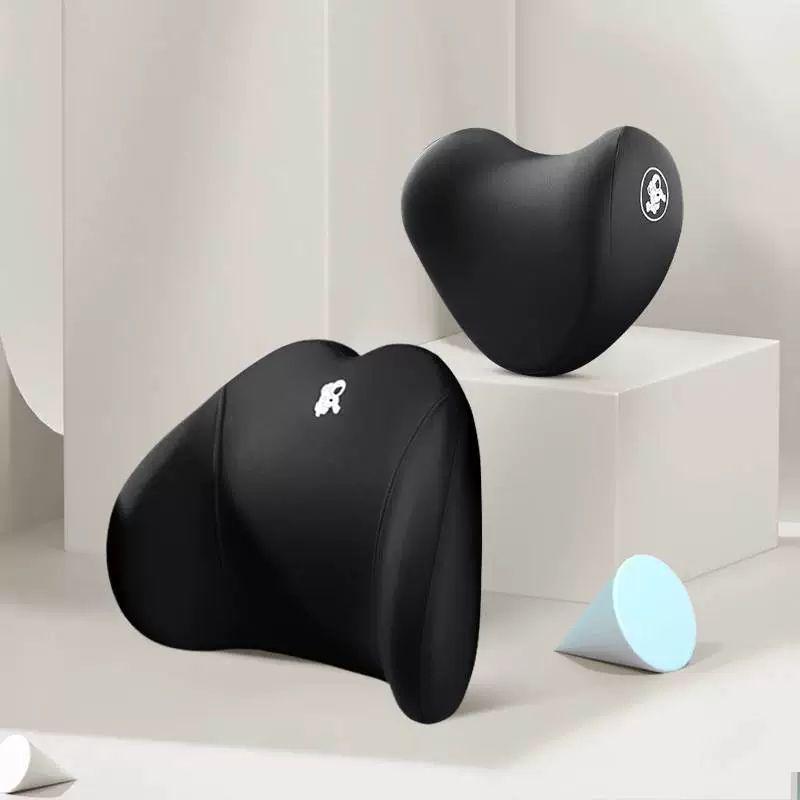 Car Neck and Lumbar Support Memory Foam Pillow Set for Headrest - High-Grade Interior Accessory