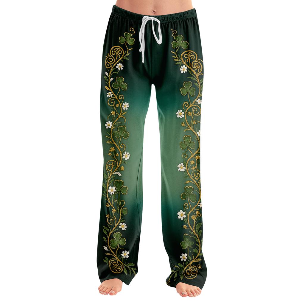 Pajama Pants Sleepwear Casual Drawstring Elastic Waist Pants Comfy Straight Yoga Loose Trousers