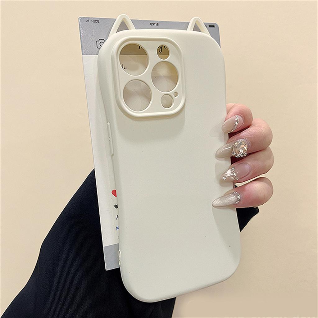 Cute Cartoon 3D Cat Ears Soft Phone Case For iPhone 16 15 14 13 Pro Max With Lovely Mini Hole Shoes Pendant Back Cover