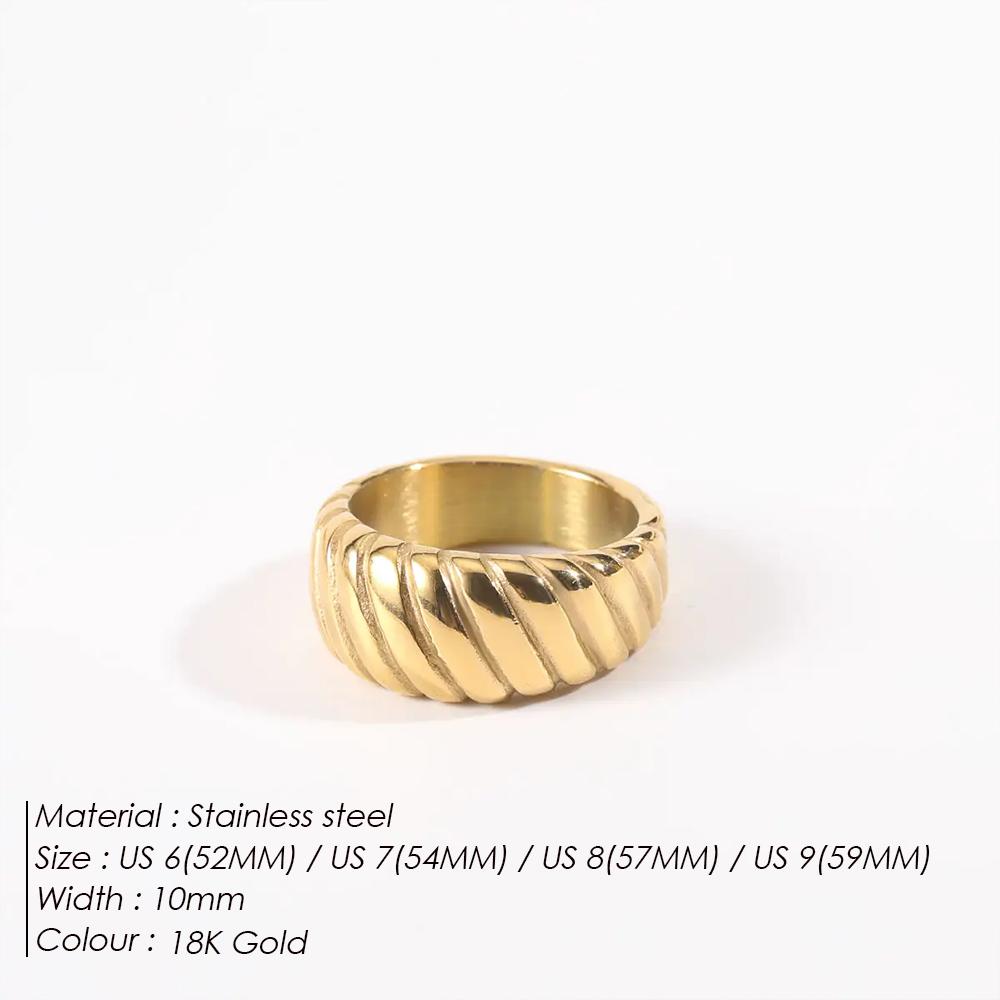 EManco Bread Pattern Ring Stainless Steel Jewelry Twist Personalized Couple Rings Women's Jewelry