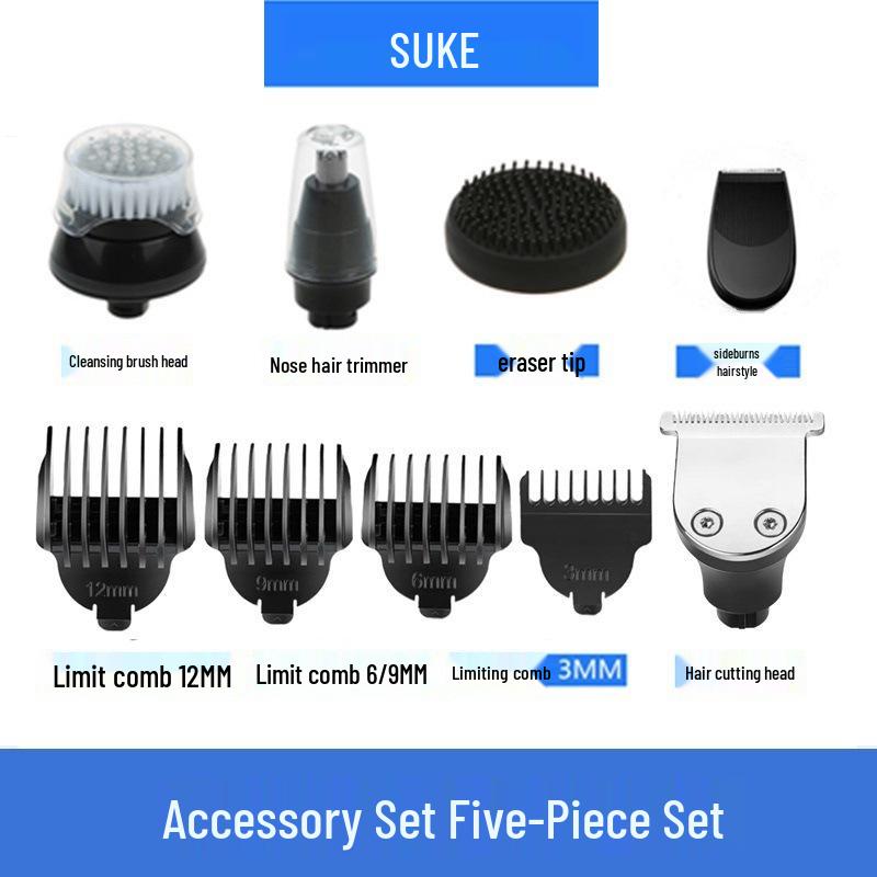 Electric Shaver Accessories: Clipper Head, Nose Hair Trimmer, Facial Cleansing Brush, Silicone Massage Head, Sideburns Trimmer
