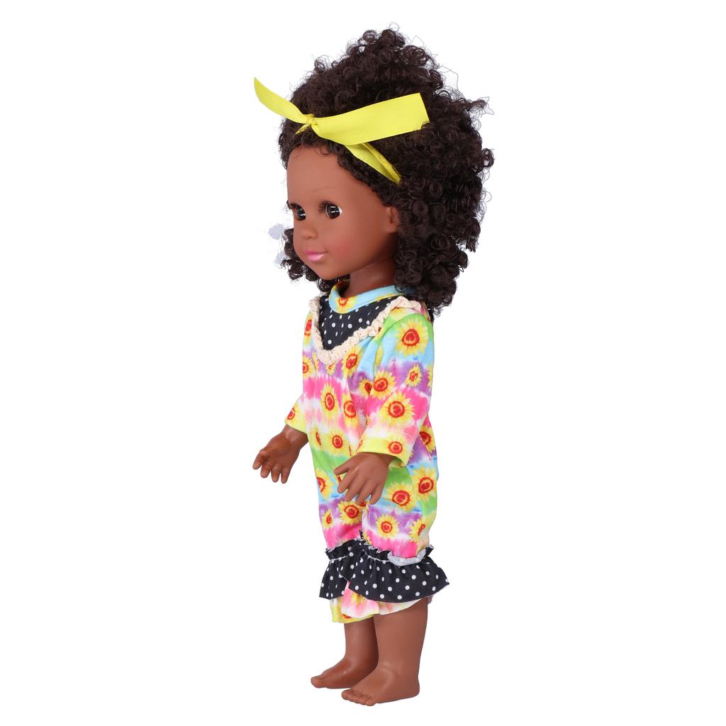 14 Inch Vinyl Curly Hair Reborn Girl Doll Cute African Black Skin Doll Children Toy Gift