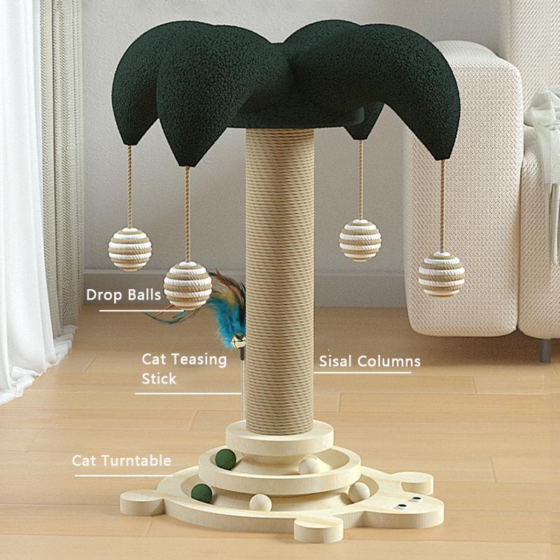 Solid Wood Cat Scratcher Sisal Cat Scratching Post Funny Cat Turntable Climbing Frame Toys for Cats Pet Supplies