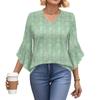 Blouses For Women Dressy Casual 3/4 Length Sleeve Womens Tops V Neck Tshirts Shirts With Flared Sleeve