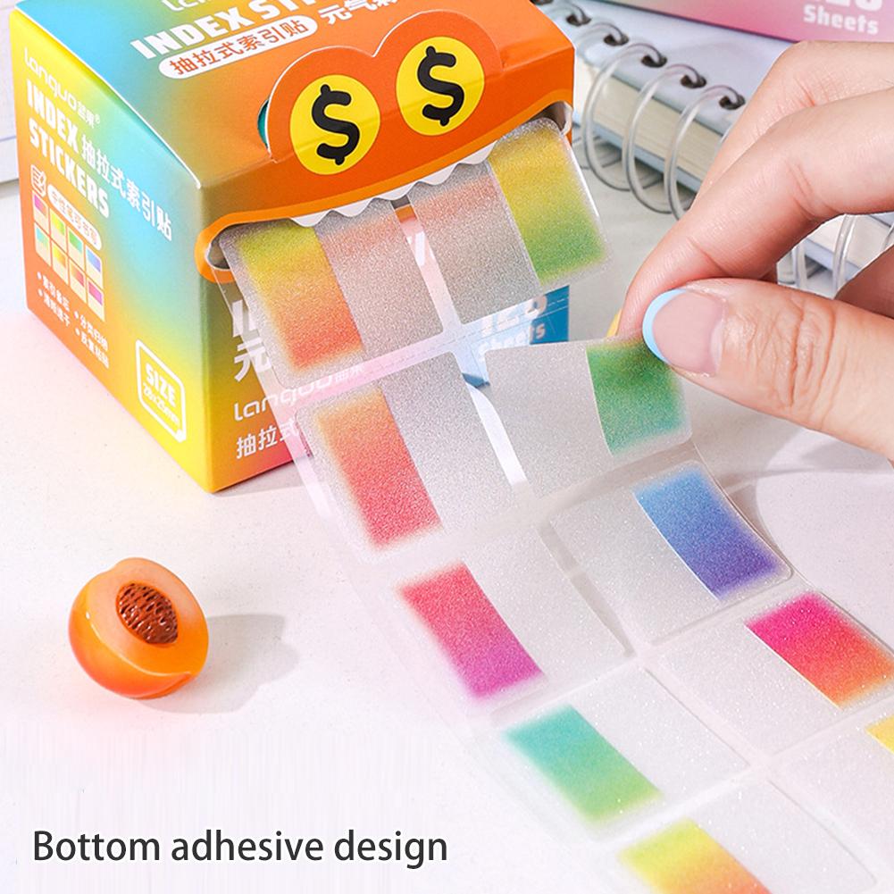 128 Sheets/Roll Pearlescent Transparent Index Sticker Colorful Funny Sticky Notes Marking Note Memo Pad Students Writing Supplies