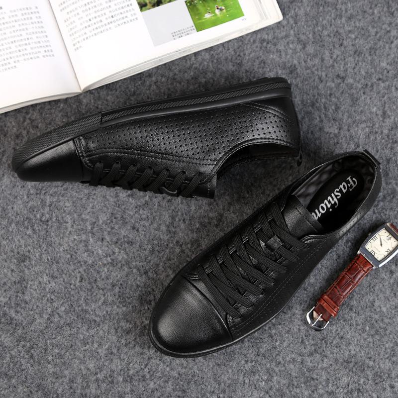 White Shoes Men  New Breathable White Shoes Men's Shoes Versatile Board Shoes Flat Leather Shoes