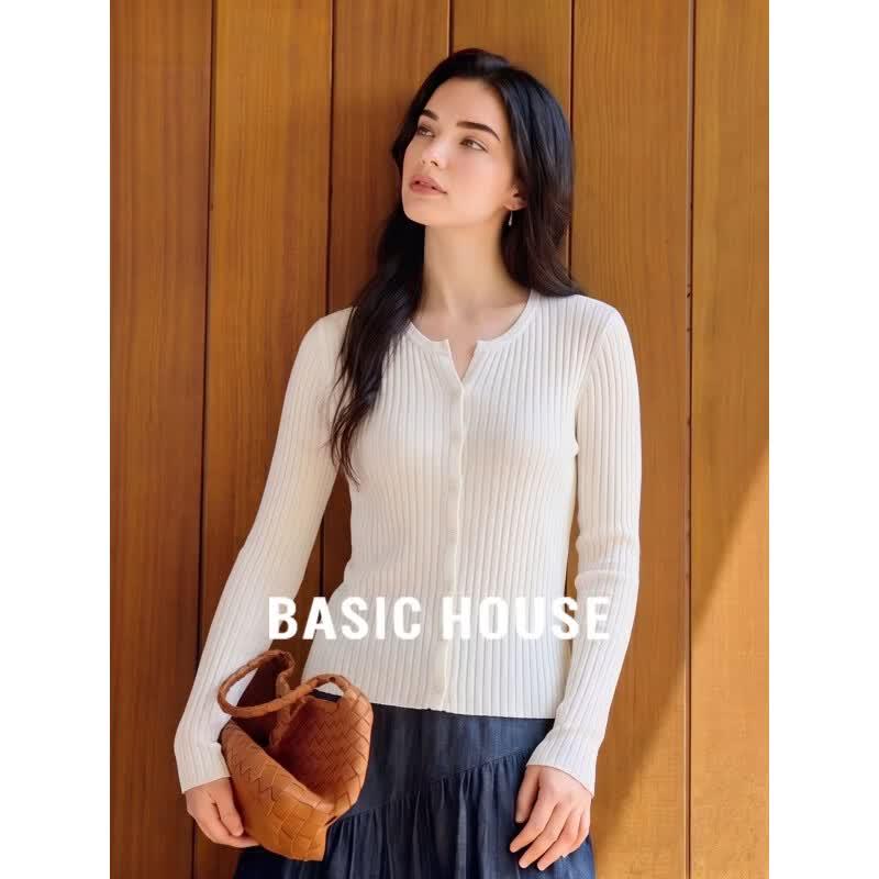 Basic House Women s Ice Silk Knit Sun Protection Cardigan One Size белый