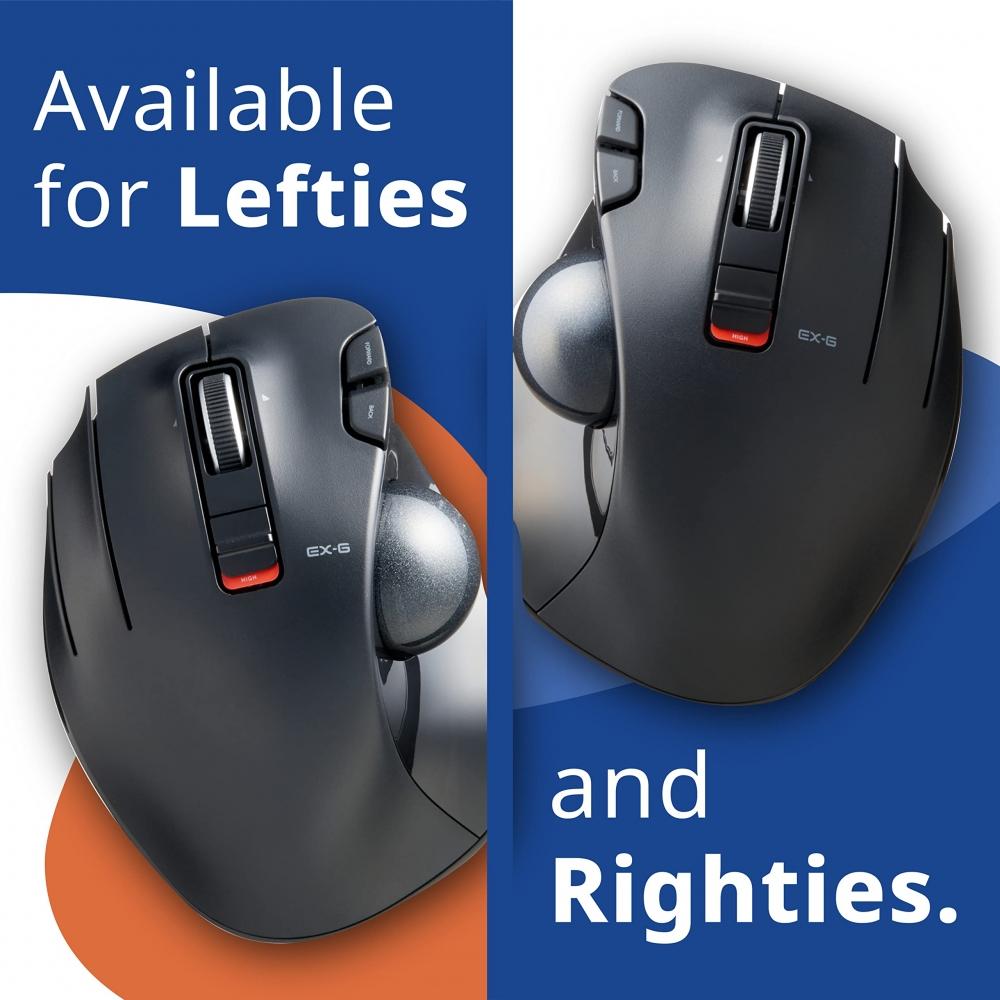 Elecom Maus Kabellos (Empfänger im Lieferumfang enthalten) Trackball Linksseitig 6 Tasten Schwarz M-XT4DRBK
