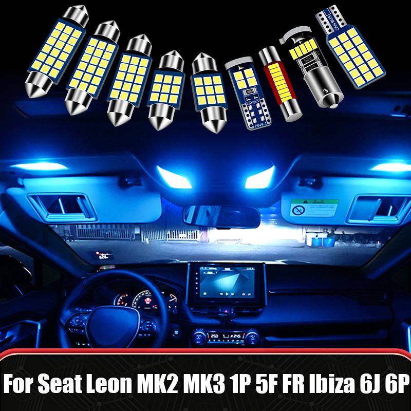For Seat Leon MK2 MK3 1P 5F FR Ibiza 6J 6P MK5 Car LED Bulbs Interior Reading Lamps Trunk Lights Vanity mirror light Accessories