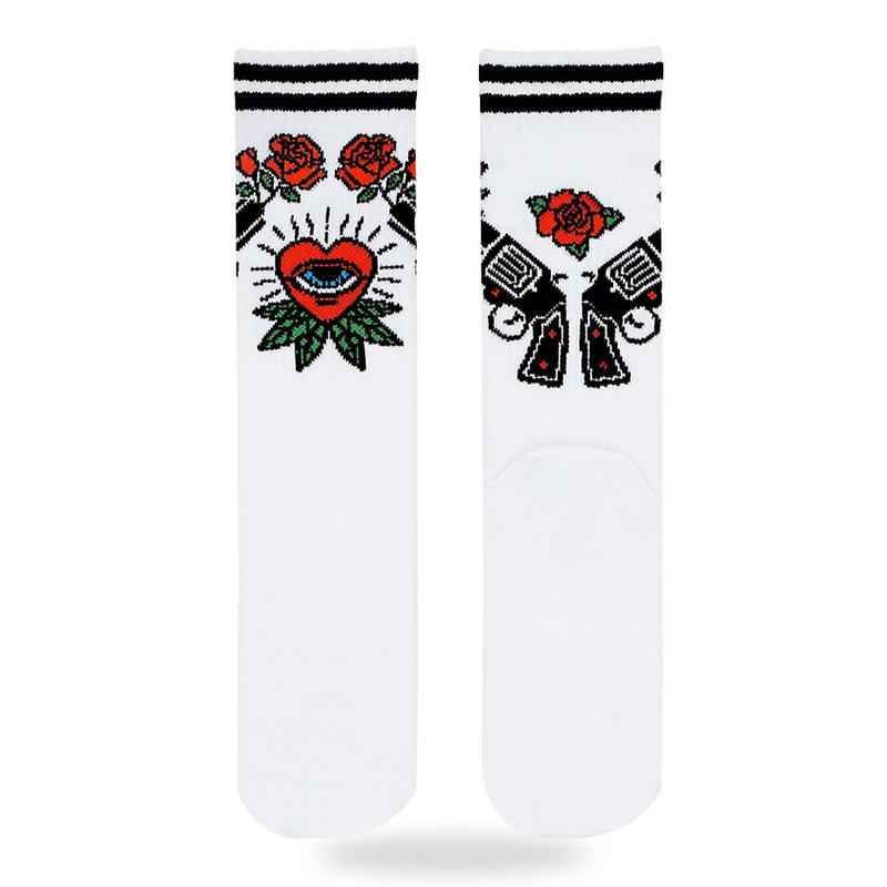 Harajuku Retro Gothic Skull Tiger Rose Heart Skeleton Doll Crew Socks Elastic Unisex Cotton Stocking Novelty Chic Long Socks