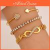 Pcsset Bracelets 3 Cuff Rhinestone Heart Open Bracelet Jewelry Retro Lucky Stack Bracelets For Women Adjustable Dainty Bracelet Gifts