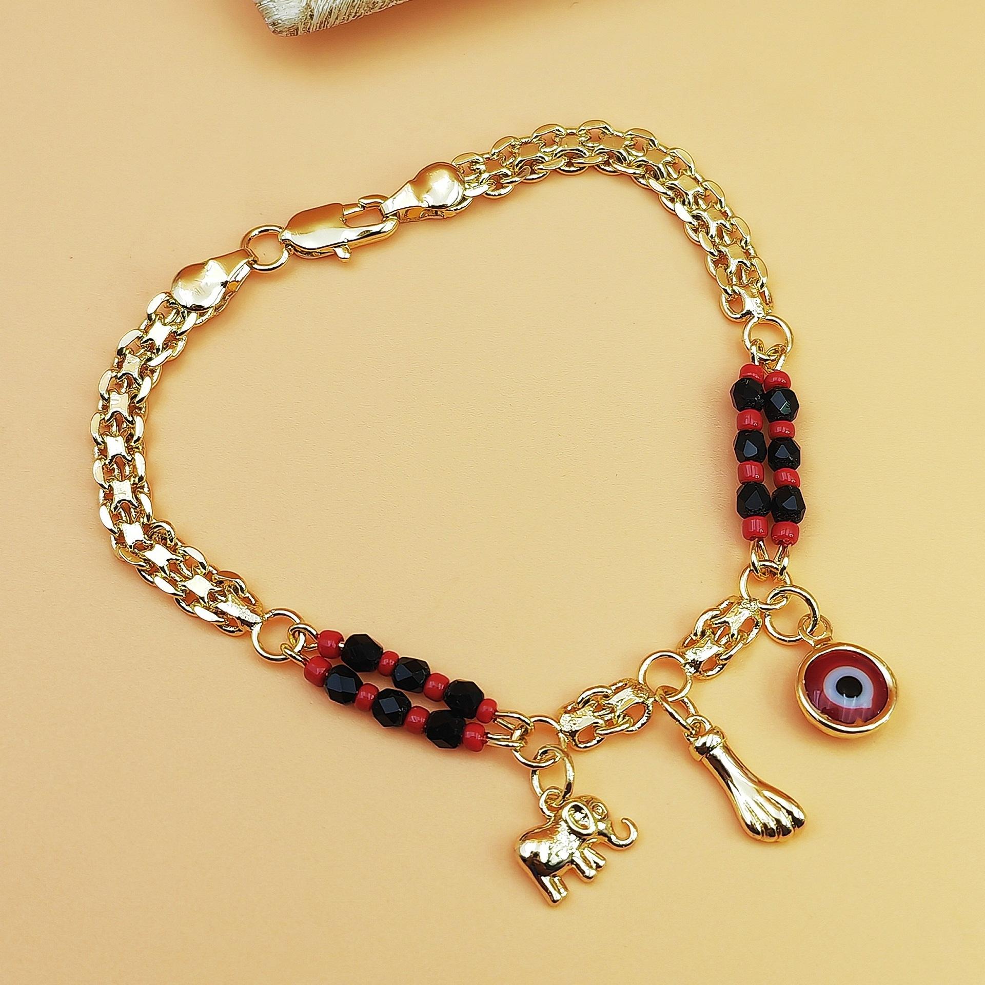 Bohemian style red and black beads Elephant bracelet women fashion bracelet jewelry