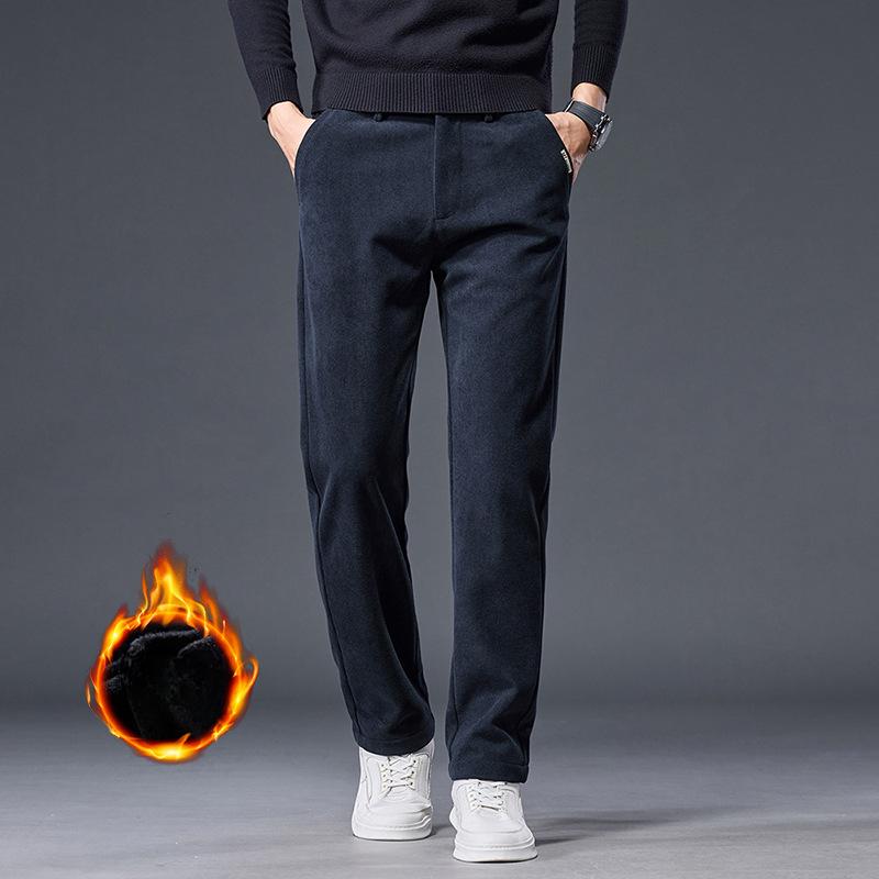 Men's casual pants fleece thickened autumn and winter men's pants slim straight versatile fashion trousers
