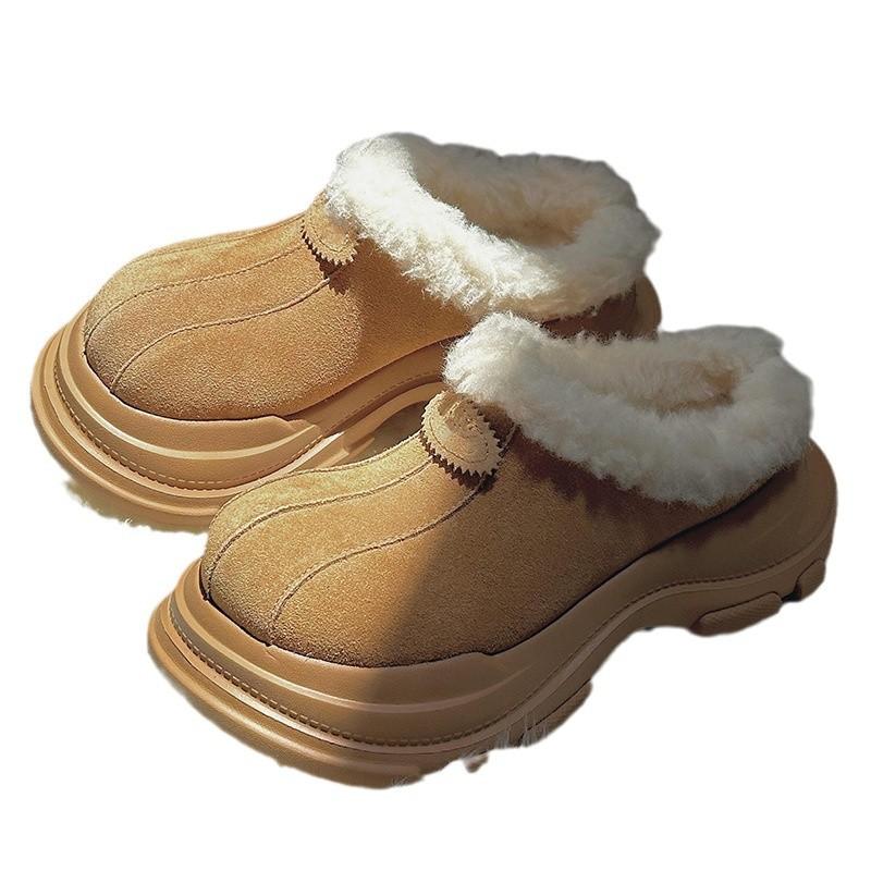 2025 Winter New Thick-soled Heightening Plush Warm Wool Cotton Shoes Integrated Outer Wear Non-slip Fluff Snow Boots