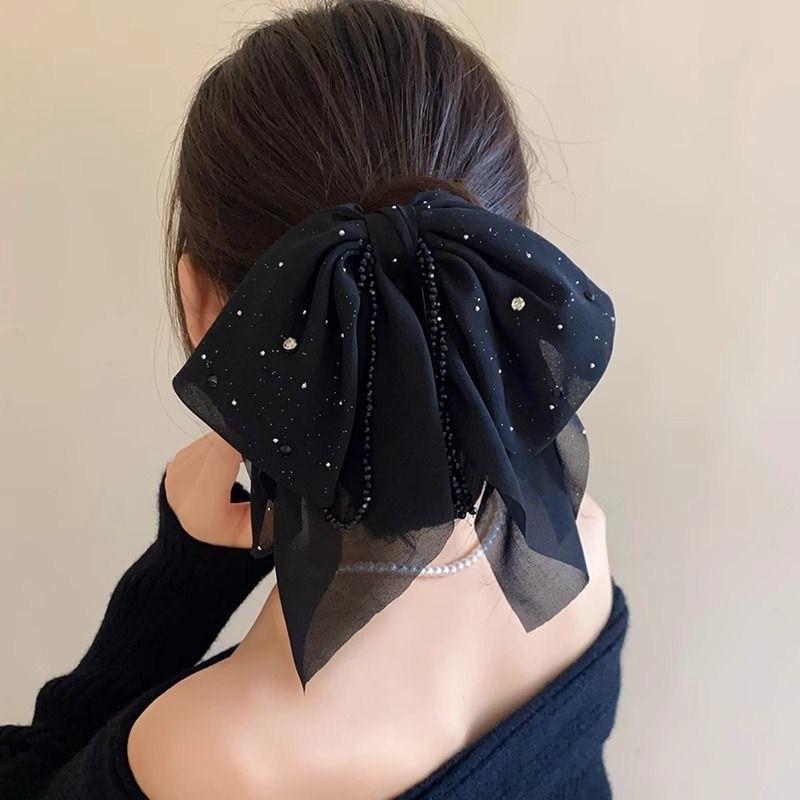 Polka Dot Bow Claw Clip: Elegant Women's Hair Accessory