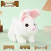 Plush Interactive White Rabbit Toy - Walking, Talking, Ear-Wiggling, Mouth-Moving Long-Haired Pet Simulation.