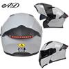 Full Face Motorcycle Helmet With LED Tail Light Feature Unisex Flip-Up Design Off-Road Street Riding All Season ABS