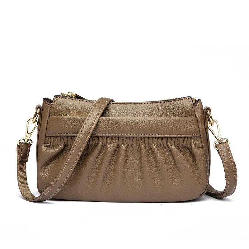 Soft Leather Medium Mother Bag Women's New Fashion Women's Messenger Bag Pleated Shoulder Bag