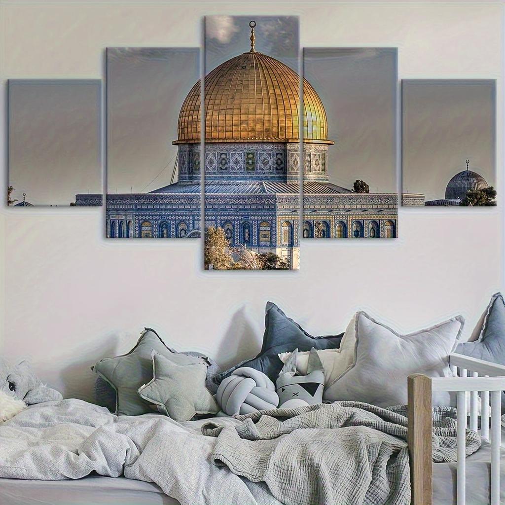 Holy Land Calligraphy Faith Poster, Architectural Landscape, Modern Art, Bedroom, Living Room, Kitchen,Wall Decor,No Frame