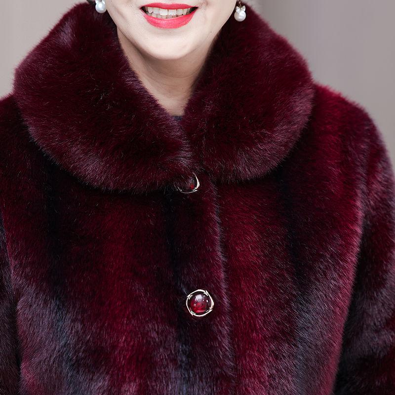 Premium Thick Warm Winter Coat for Elderly Women Gold Mink Plush Fleece Lined Jacket for Grandma and Mom