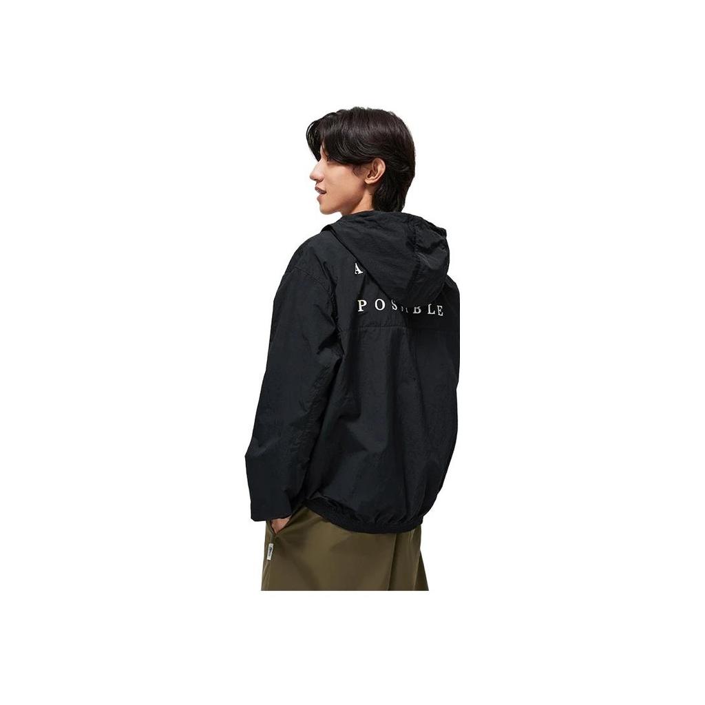 Li-Ning Sports Life Series Letter Print Hooded Jacket Men Outerwear Black AFDT379-6