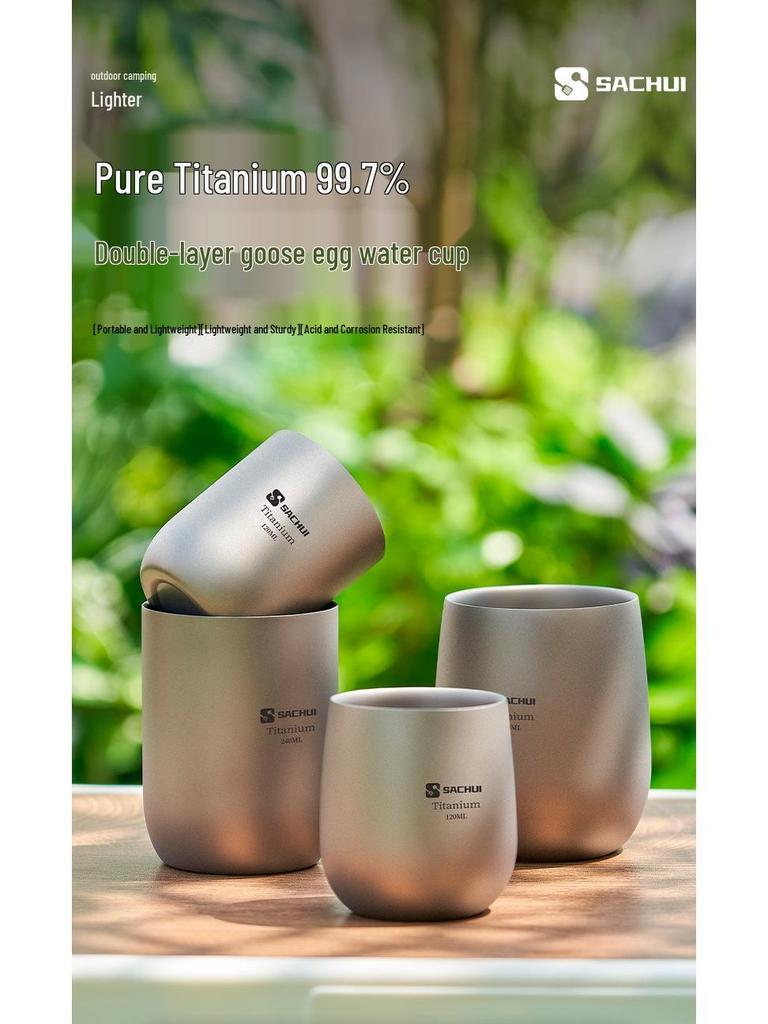 Ultralight Double-Layer Titanium Cup for Camping and Office